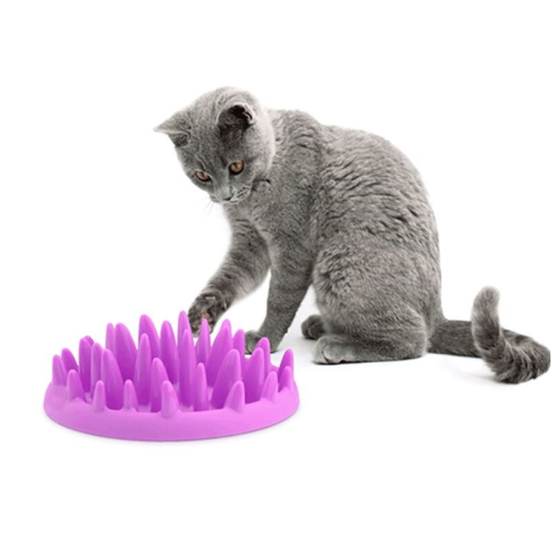 「JCHEN pet supplies」 Pets Dog Cats Feeders Bowls Catch Interactive Hard Silicone Cat Kitten Slow FoodNon Slip Anti Gulping Feeder Bowl