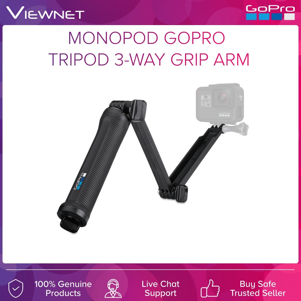 GOPRO TRIPOD 3-WAY GRIP ARM MONOPOD (AFAEM-001)