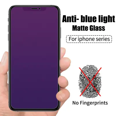 Anti UV Purple Blue Light Matte Frosted Tempered Glass For iPhone 11 12 13 Pro XS Max XR X 8 7 6 6s Plus SE 2020 12 mini Screen Protector Glass