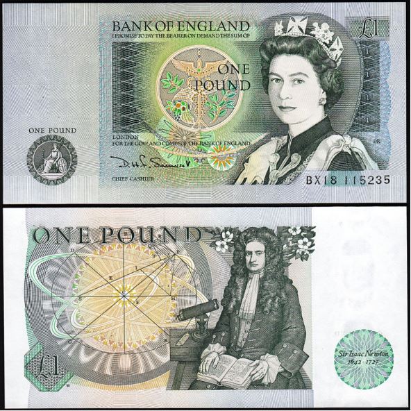 [Loh Banknote] England 1 Pound 1981 - 1984 QEII Great Britain : T07 512389
