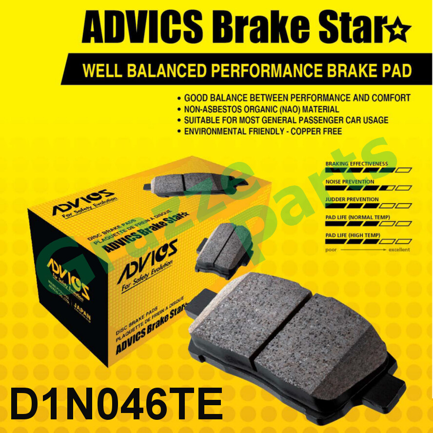 Advics Aisin Brake Star Disc Brake Pad Front D1N046TE Perodua Viva 660