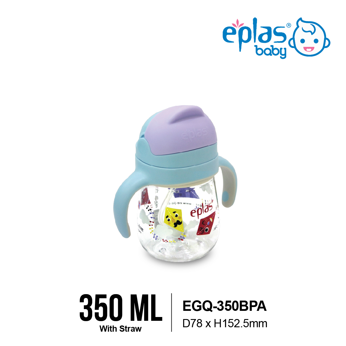 EPLAS BABY 350/450ml Anti-Choke Sippy Cup W/Straw & HandleBaby Feeding BottleCawan Latihan BayiEGQ-350BPAEGQ-450BPA