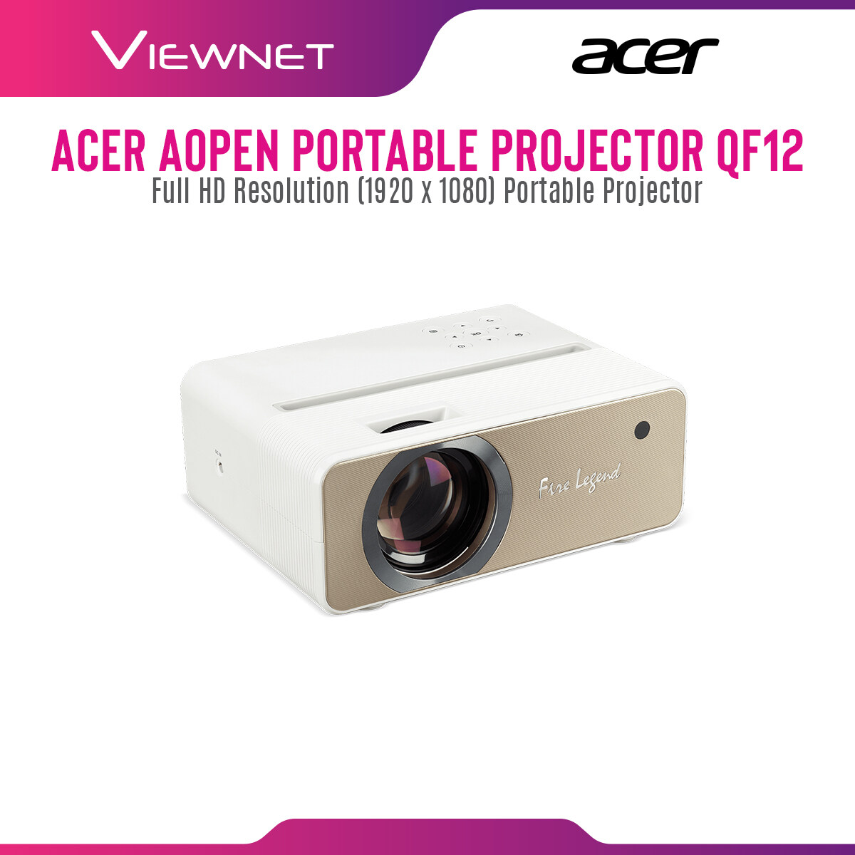 Acer Aopen Portable Projector QF12 with 1080p Full HD Resolution, 5000 Lumens, 30000 Hours Lamp Life