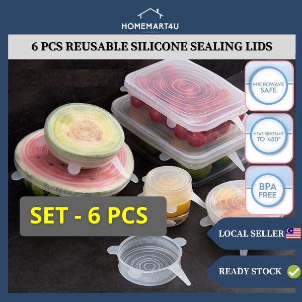 6Pcs Reusable Silicone Sealing Lids Silicone Lid Food Cover Food Lid