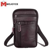 MOJOYCE Genuine Leather Men Shoulder Bag Business Casual Messenger Zip Phone Pouch