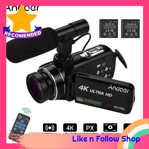 Andoer 4K Ultra HD Handheld DV Professional Digital Video Camera CMOS Sensor Camcorder with 0.45X Wide Angle Lens with Macro Stereo On-Camera Microphone Hot Shoe Mount 3.0 Inch IPS Monitor Burst Shooting Anti-Shaking Function (Standard)
