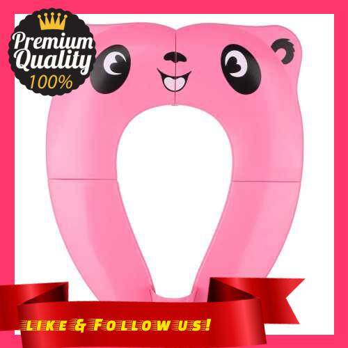 People\'s Choice Potty Training Seat Folding Portable Toilet Seat Cover Non-Slip with Splash Guard for Baby, Toddlers and Kids with Drawstring Bag (Pink)