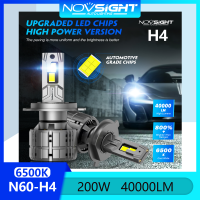Novsight N60 6500K Super Bright Led Lights for Car 9003 HB2 H4 Led Headlight Bulb Kit Fog Light High/Low Beam 200W 40000LM Plug&Play 2PCS 1 Year Warranty Free Shipping
