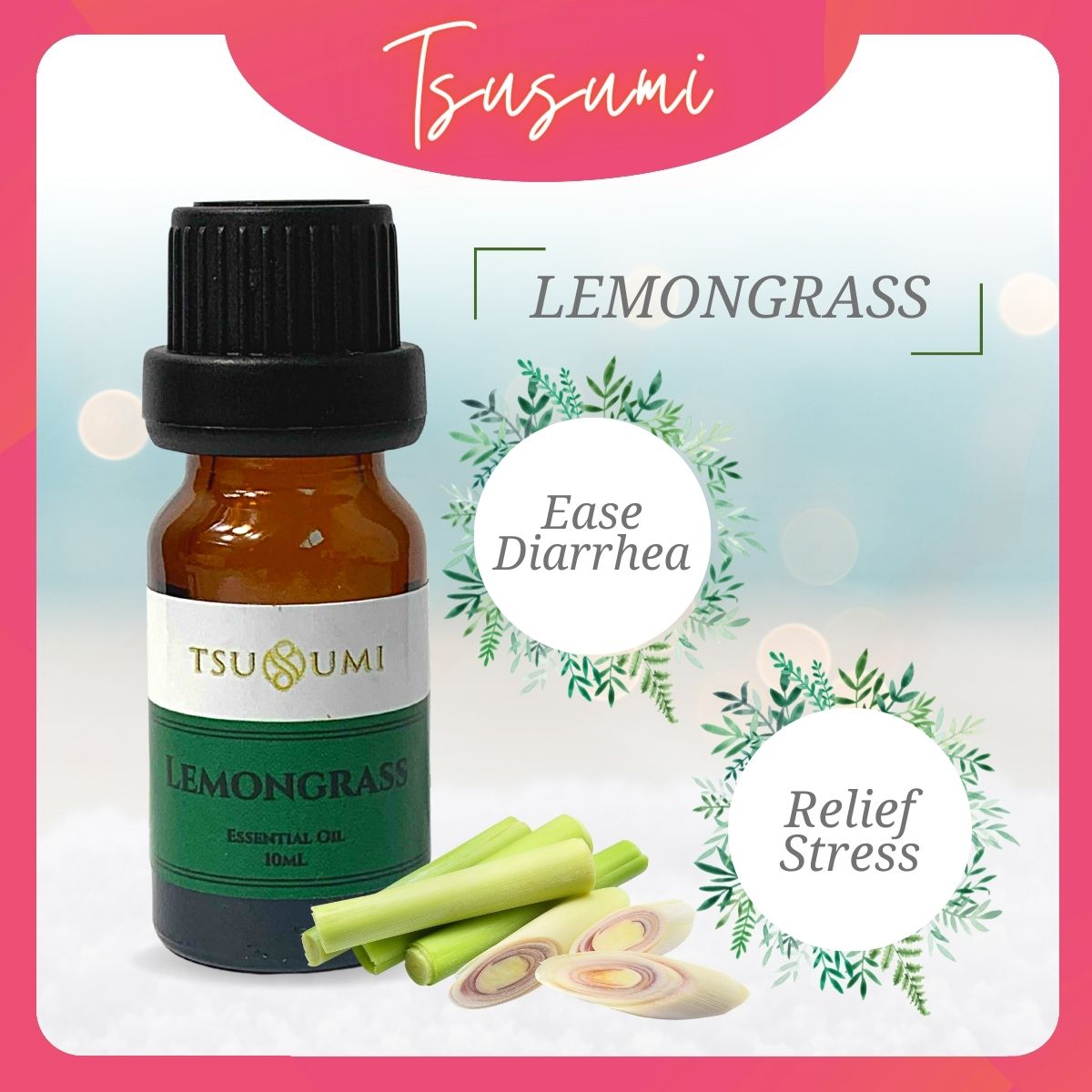 Lemongrass Serai Essential Oil 10ml Water Soluble Aroma Air Diffuser Humidifier Scented Fragrances Aromatherapy Fragrance Perfume Freshener Antibacterial Minyak Pati Aroma Terapi Wangi Halau Nyamuk Cirit Birit Sakit Kepala Migrain