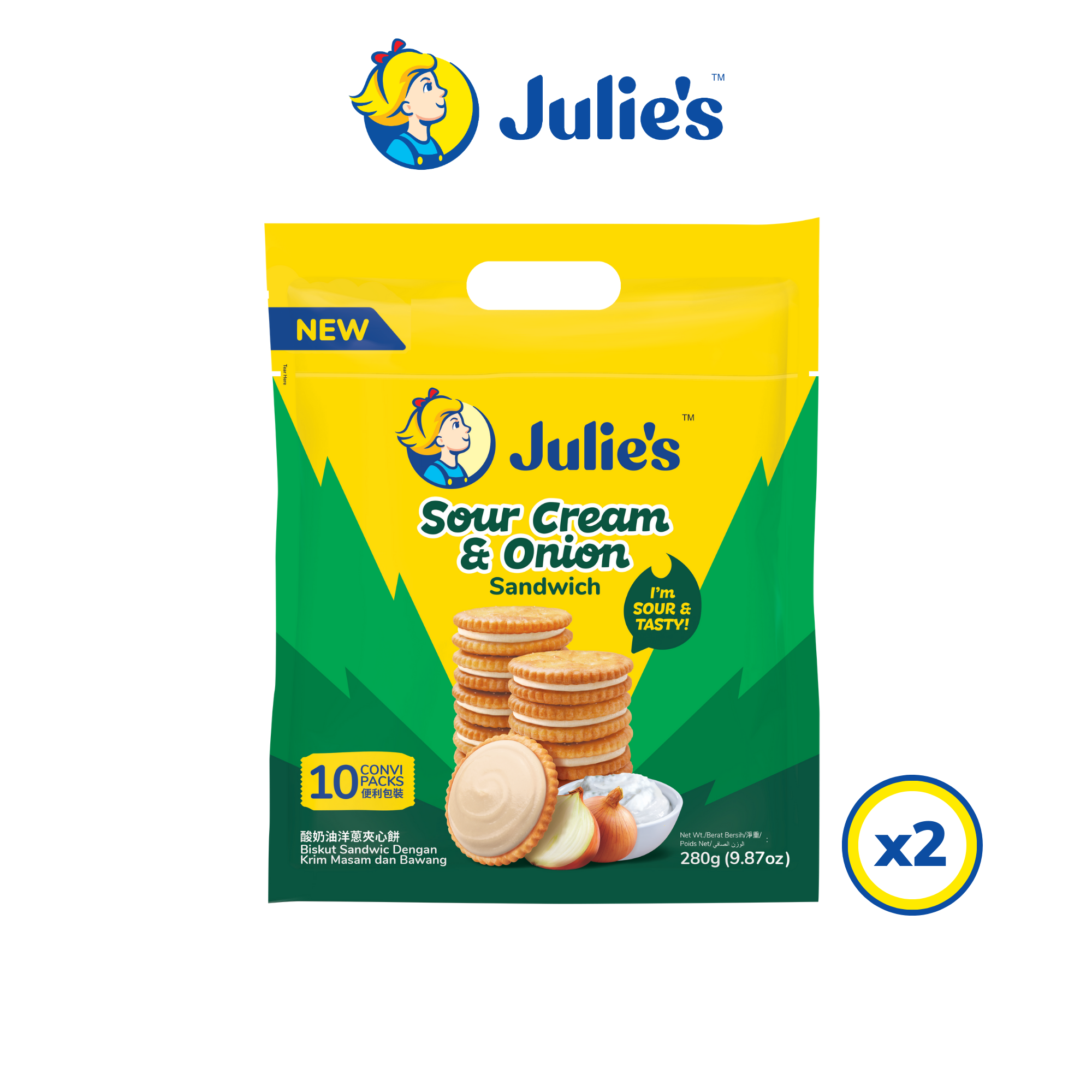 Julie\'s Sour Cream & Onion Sandwich 280g x 2 packs