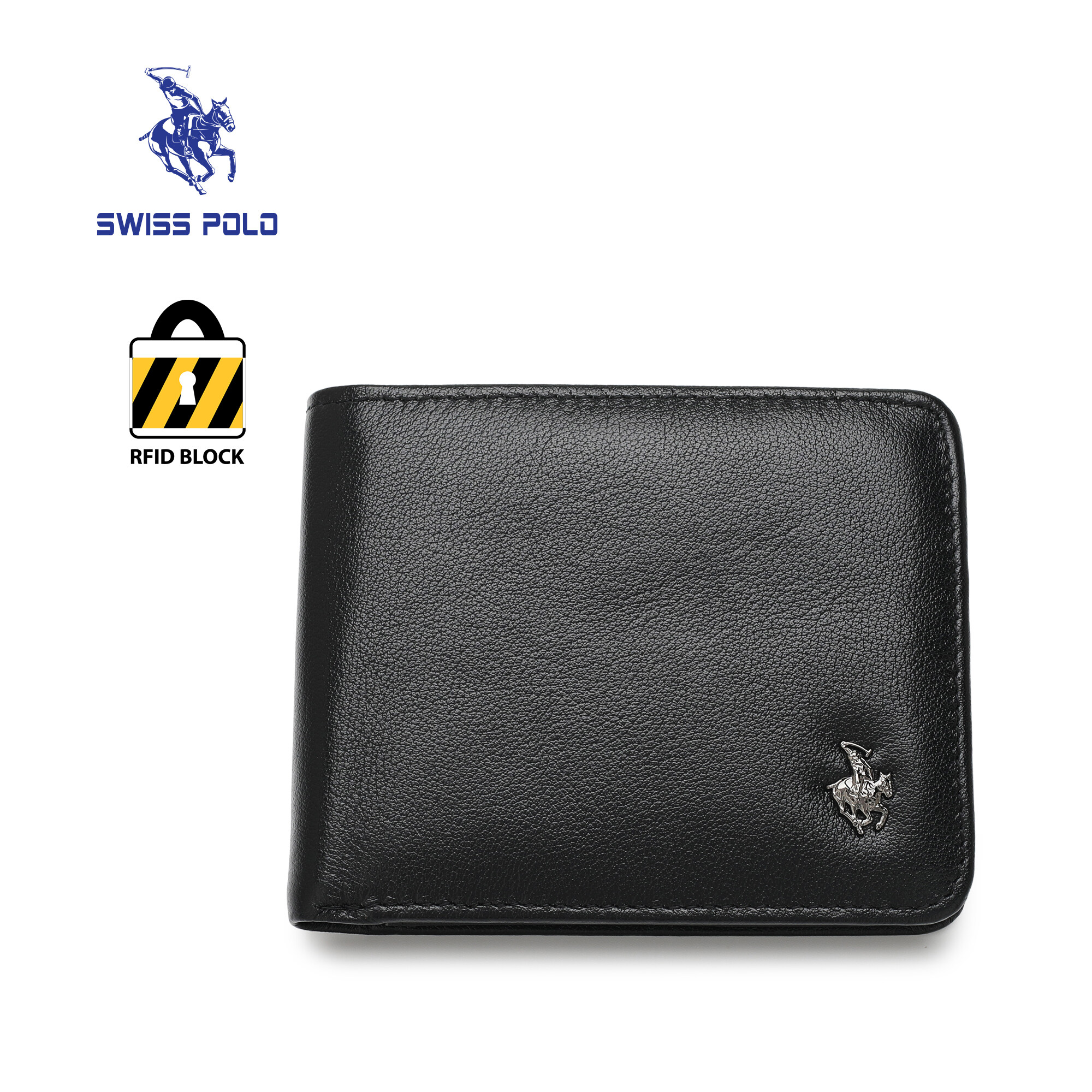 SWISS POLO Genuine Leather RFID Short Wallet SW 167-5 BLACK