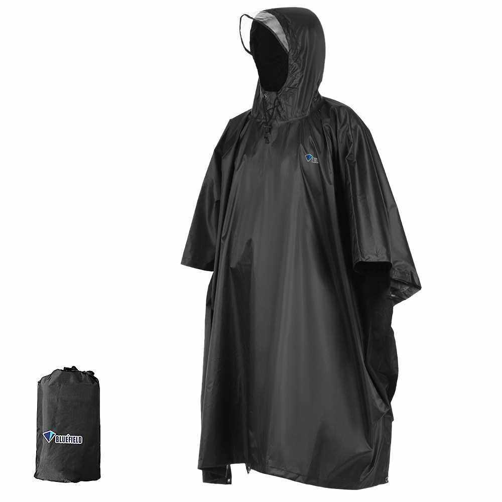 Rain Poncho Waterproof Raincoat with Hood Lightweight Cycling Rain Cover Hiking Hooded Coat Jacket Motorcycle Rain Poncho Picnic Mat (Black)