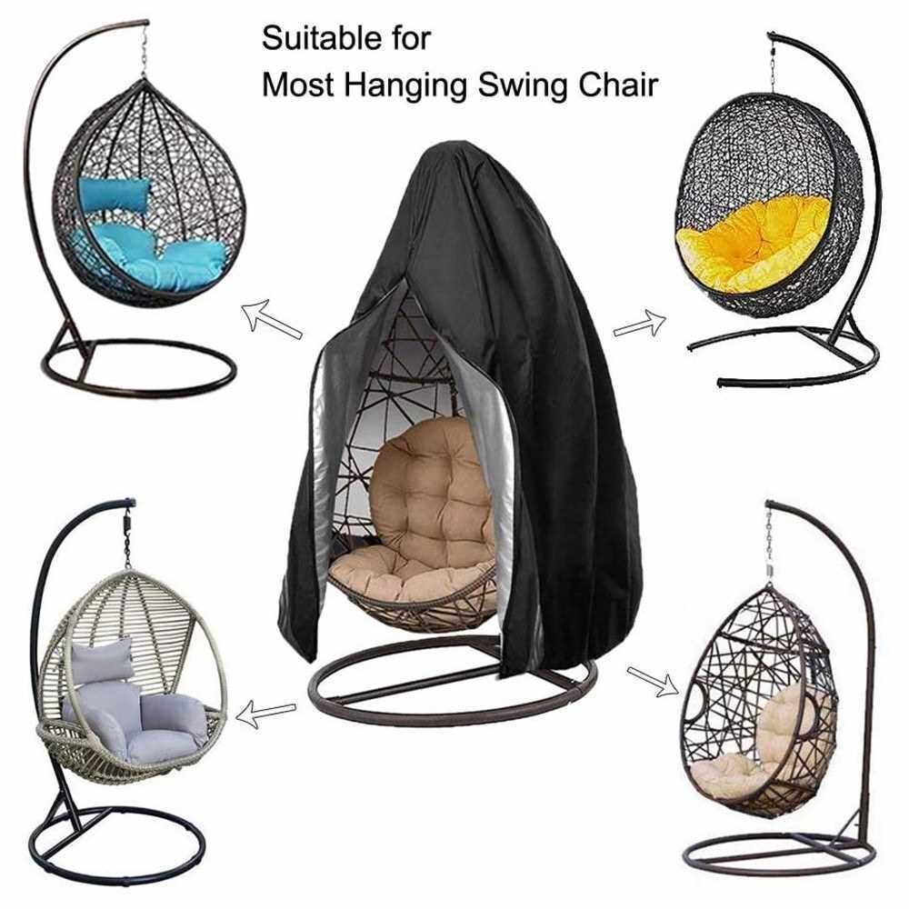 Patio Hanging Chair Cover Outdoor Egg Chair Cover Durable Waterproof Swing Chair Dust Cover Black, L Size 231*200cm (Black)