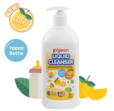 PIGEON Liquid Cleanser Yuzu Flavour Pack 700ml Pump, 650ml Refill