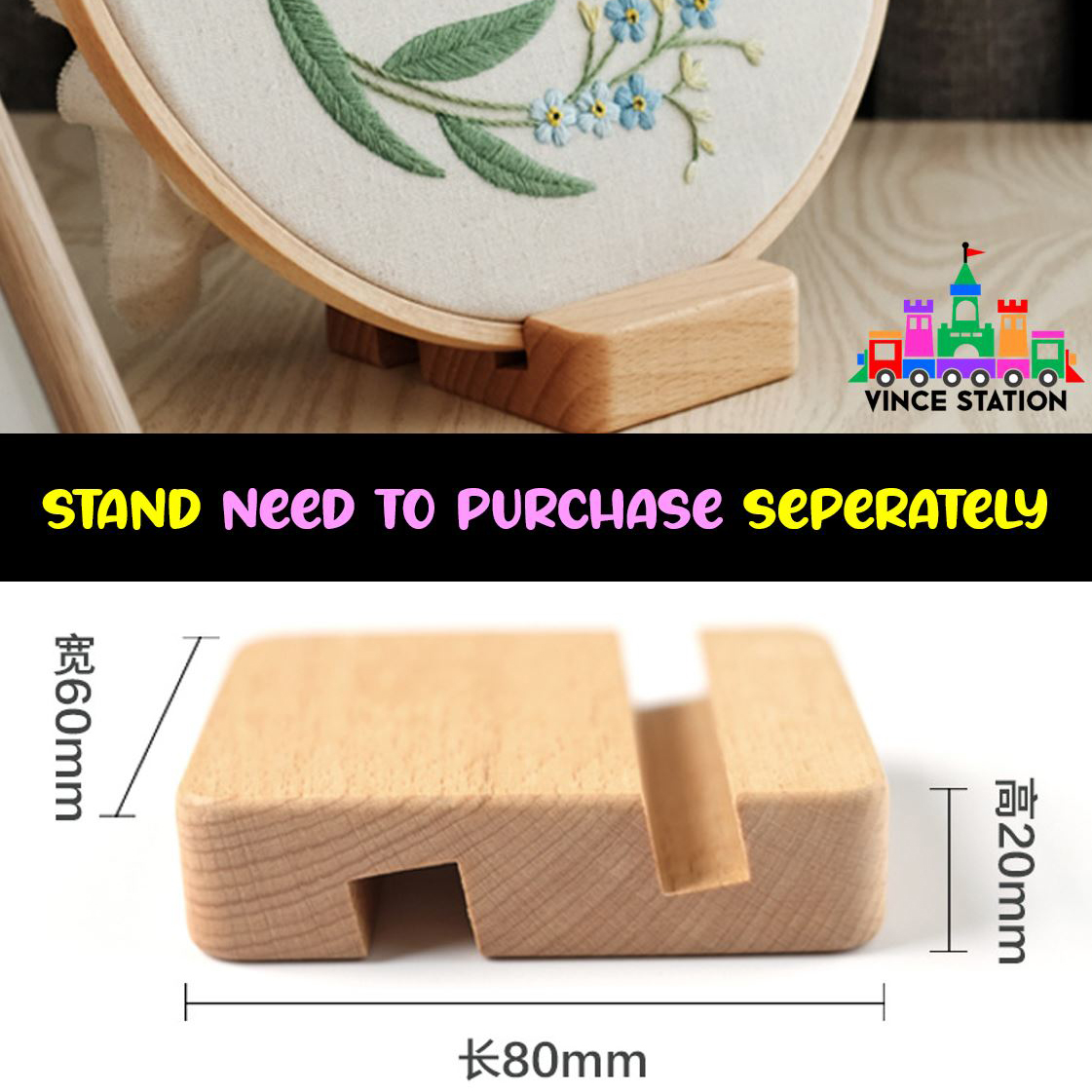 Kit Sulaman DIY dengan Gelung 12cm DIY Embroidery Kit with 12cm Hoop Beginner Cross Stitch set 刺绣手工 DIY 材料包初学者