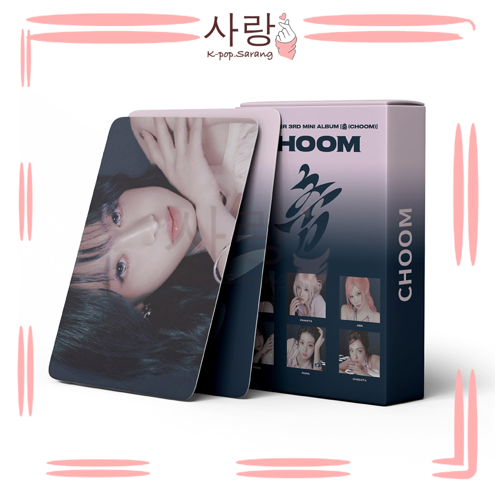 55pcs BabyMonster《CHOOM》Pink Black LOMO Cards Set Collection Kpop Ruka Pharita Asa Rami Rora Chiquita Ahyeon Photocard Kad Foto