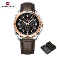 NAVIFORCE Original Mens Business Watch Leather Strap 30m Waterproof Quartz Movement Calendar Luminous Hands Round Case Mens Fashion Watch NF9269