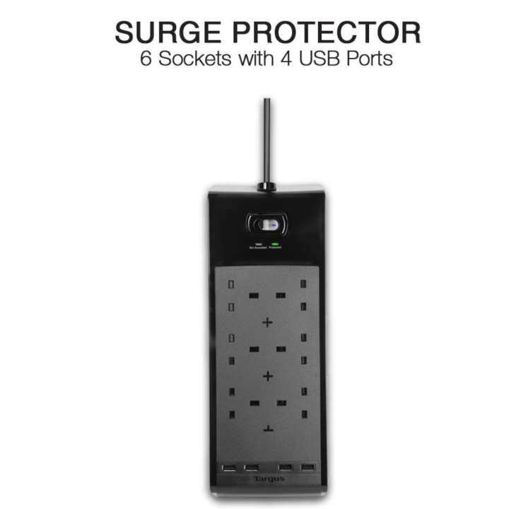 TARGUS SURGE PROTECTOR 6-PLUGS WITH 4-USB 2M (APS11AP-50) APS11AP