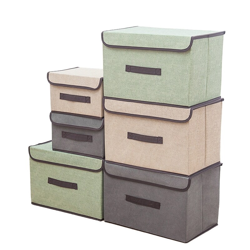 [cerci household goods] Large Storage Box With Cover Bedroom Shelf Wardrobe Clothes Toy Shoes Sundries Folding Organizer Fabric Foldable Box For Objects