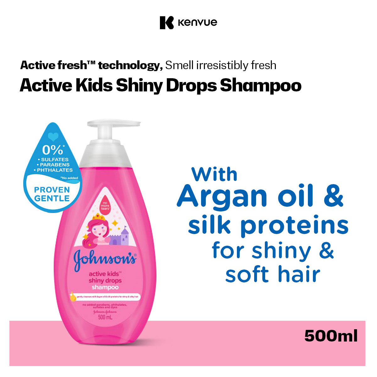 Johnsons Active Kids Shiny Drops Shampoo 500ml