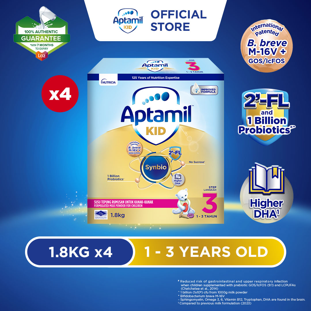 Aptamil KID Step 3 Growing Up Formula 1 - 3 years 1.8kg x 4 (Susu Milk Powder 奶粉)
