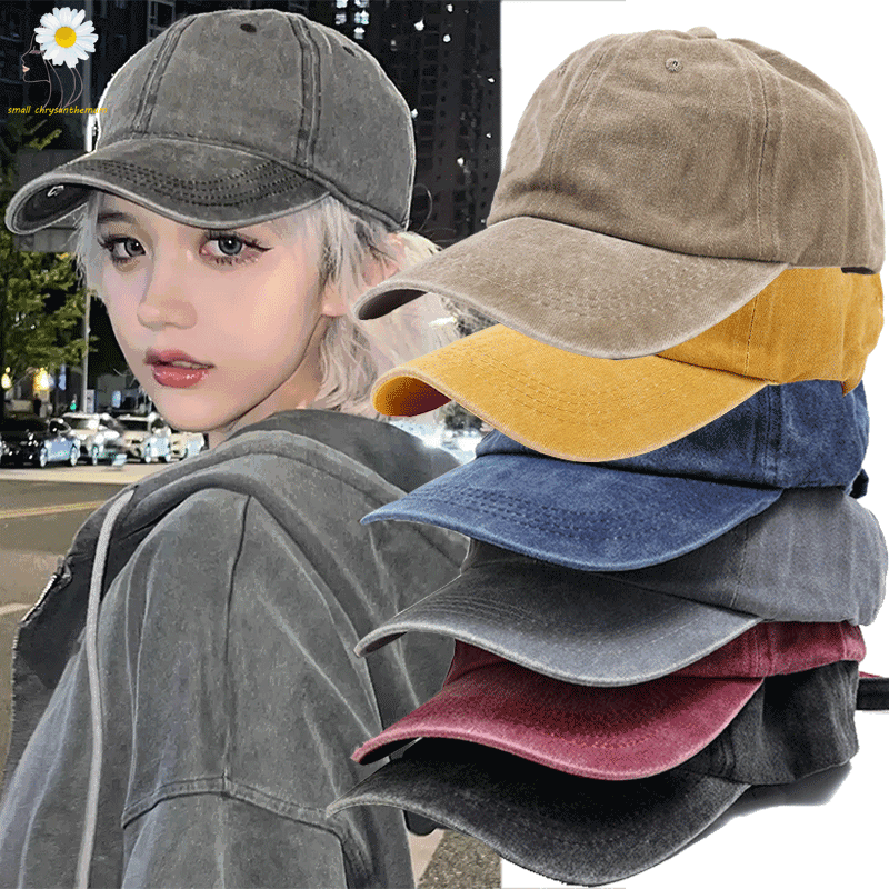 【PrettySet】2023 New Vintage Washed Denim Baseball Hat Cotton Solid Color Peaked Cap for Men Women Spring Summer Snapback Sun Hats 23223