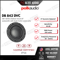 Polk Audio DB 842 DVC DB+ Series shallow-mount 8″ subwoofer with dual 4-ohm voice coils