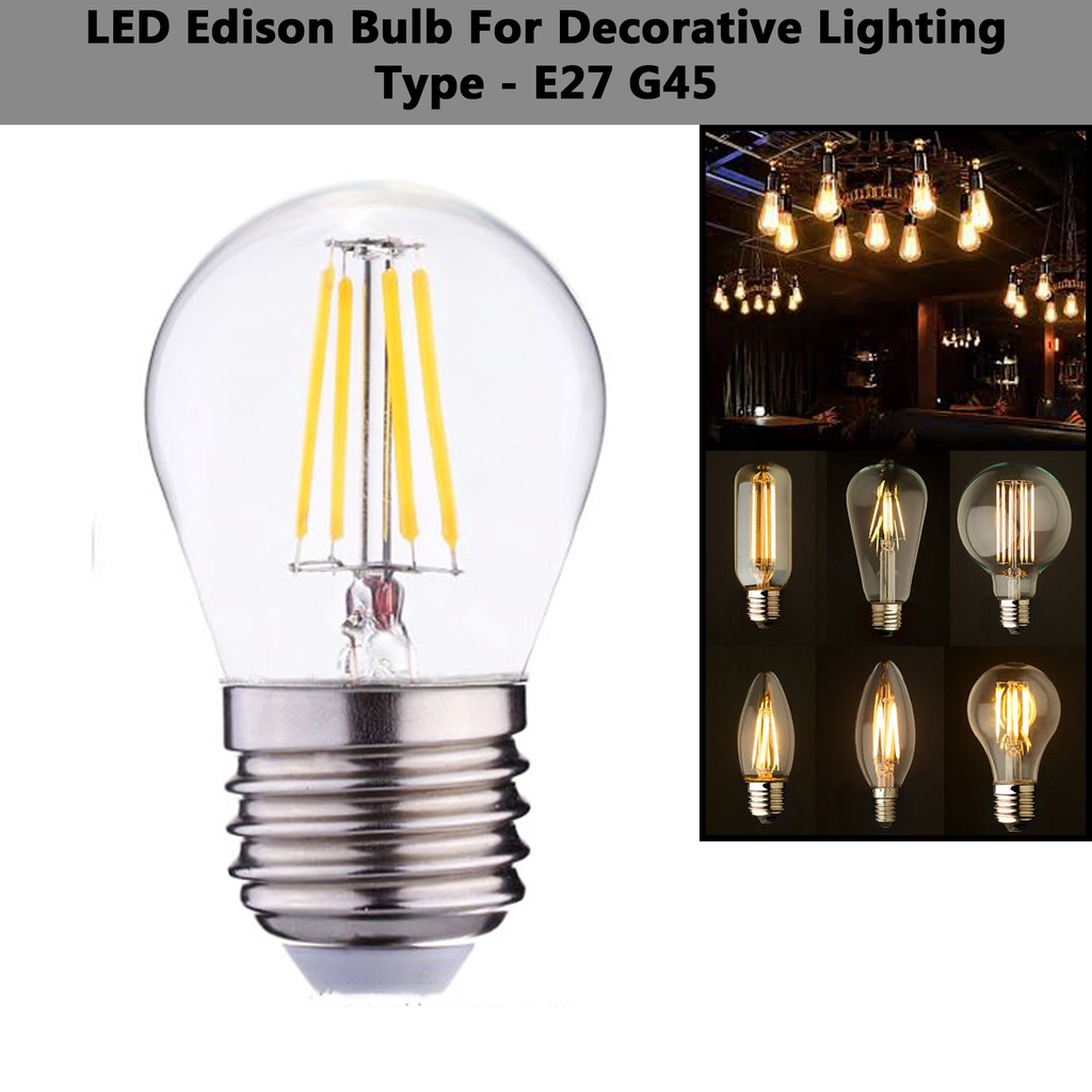 3H Lampu Mentol Hiasan LED Edison E14/E27 4W/6W [S14/C35/A60/G45/G95/ST64] (Decoration Lamp Bulb)