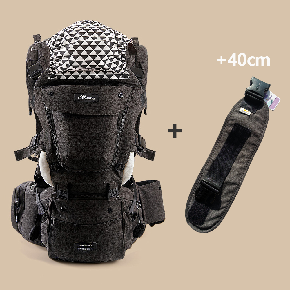 SUNVENO Multifunction Foldable Baby Carrier with Detachable Hip Seat 6 in 1 Ergonomic Baby Carrier with Headcover for Home Outdoor Travel 0-36 Months Babies Girls and Boys