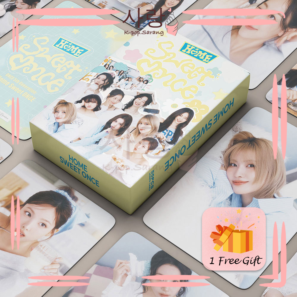 55pcs TWICE《HOME SWEET ONCE》Yellow White LOMO Card Set with FREE GIFT Collection Kpop Nayeon Jihyo Tzuyu Sana Momo Mina Jeongyeon Dahyun Chaeyeong Photocard Kad Foto