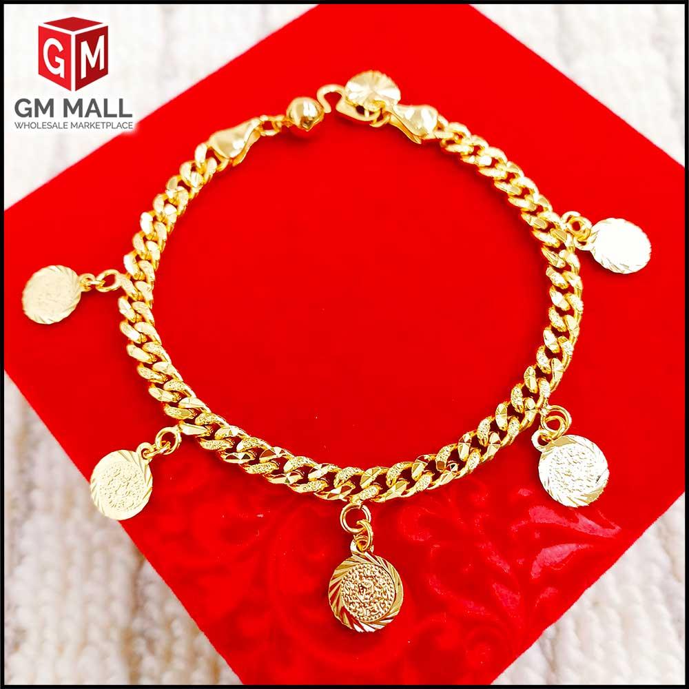 Emas Korea Jewellery Gelang Tangan Papan Duit Syiling Gold Plated Ek 2092 6 19 Cm Gold New Pgmall