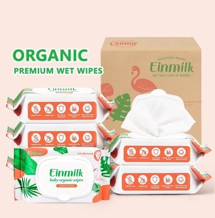 EINMILK Organic Baby Moist Wet Wipes Unscented Wet Wipe 20 sheets & 80 sheets per pack