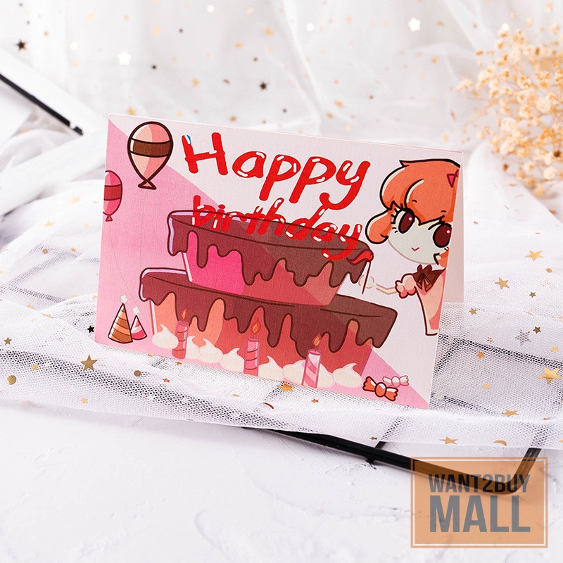 🇲🇾 🏆 Hand-Painted Colorful Children Kids Happy Birthday Greeting Card Suprise Bouquet Gift Hari Jadi kad Ucapan 儿童生日贺卡