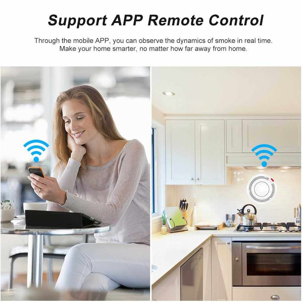 Wifi Smoke Detector Smart Fire Alarm Sensor Wireless Security System Smart Life Tuya APP Control Smart Home For Home Kitchen/Store/Hotel/Factory (Standard)
