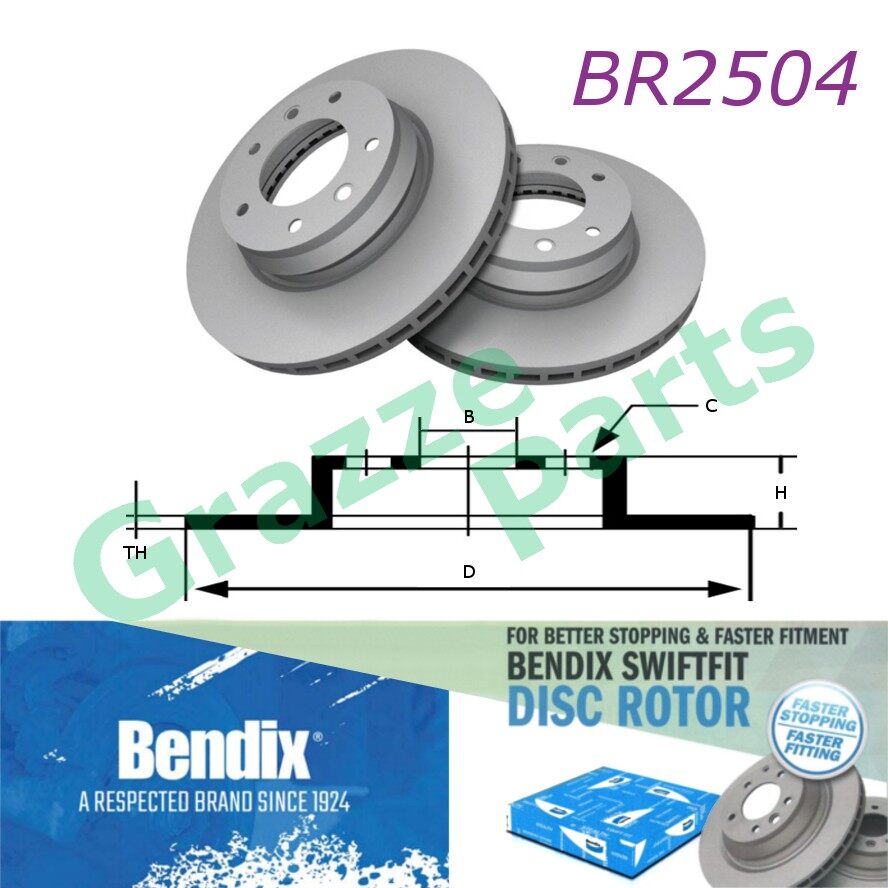 (1pc) Bendix Swiftfit Disc Brake Rotor Front for BR2504 Honda City SEL IDSI Jazz