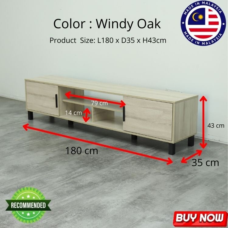 ROAM 6ft Kayu Rak TV Cabinet Wooden Console Table Media Storage Stand Cabinet Low Rack TV Unit Living Room Furniture