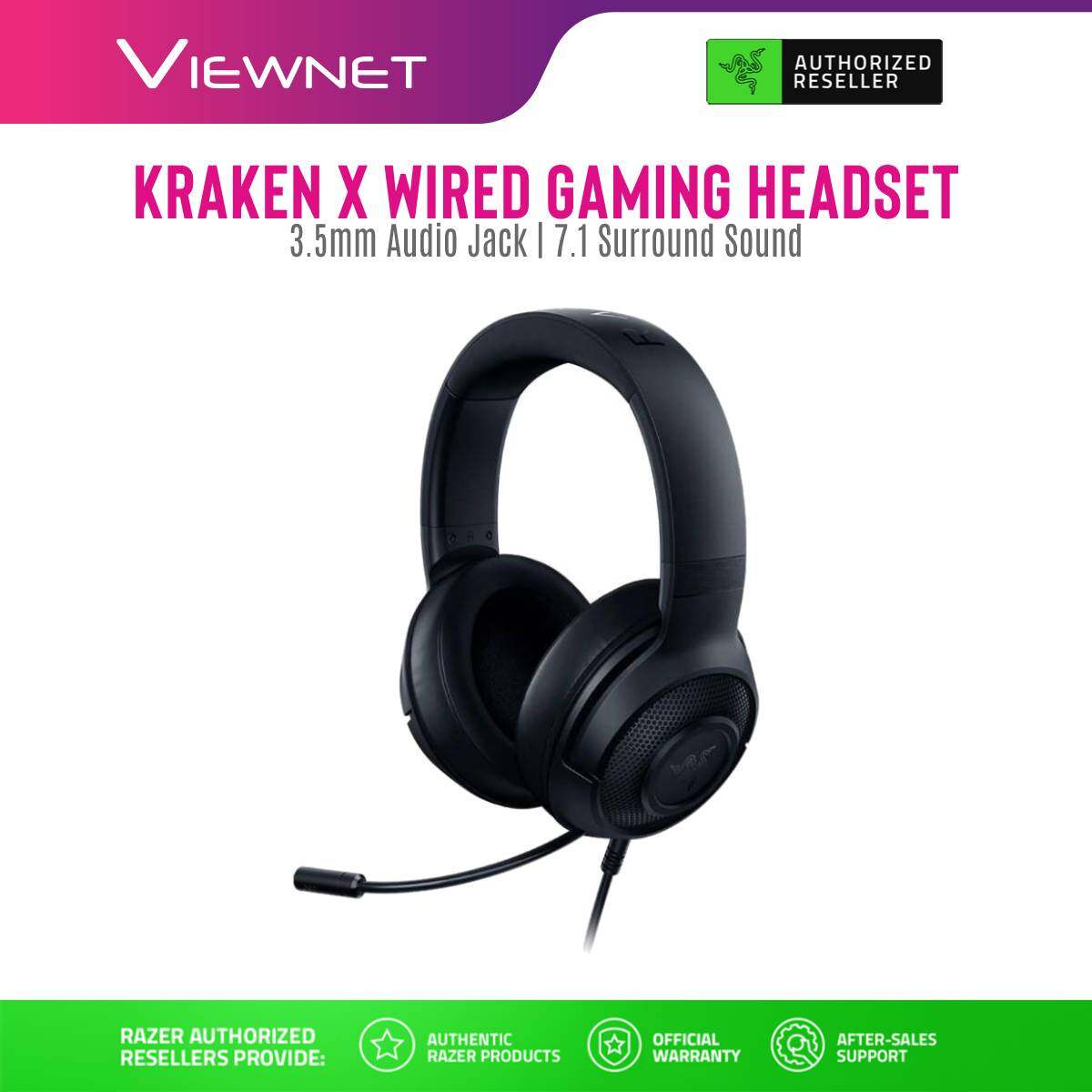 Razer Kraken X Ultralight 7.1 Surround Sound Wired Gaming Headset (RZ04-02890100-R3M1) / (RZ04-02890300-R3M1)  Analog 3.5mm, 7.1 Surround Sound