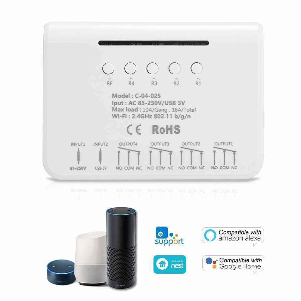 eWeLink Smart Wifi Switch 4 Gang Universal Wireless Light Switch 433MHz RF Remote Wifi Relay Equal to 4CH Pro R2 Ewelink APP Compatible with Amazon Alexa & for Google Home/Nest Smart Home (Standard)