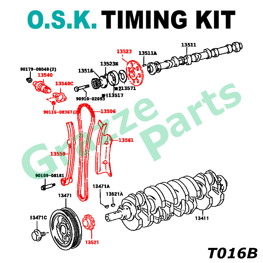 🎌 Made In Japan 💯 O.S.K. Timing Chain Kit Set for Toyota Hiace Van RZH112 2.0 1RZ 1RZFE (102S)