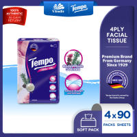 Tempo Soft Pack Facial Tissue 4ply Cedar Rose Limited Edition (4x90s) - Thick & Soft