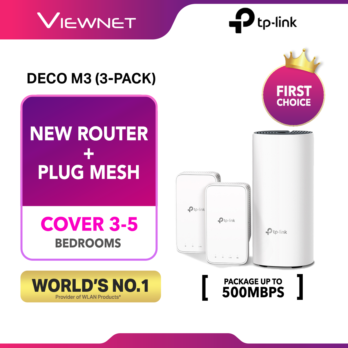 TP-LINK Deco M3 Mesh Router Deco M3 Whole Home Wi-Fi System DECO M3 2 PACK / DECO M3 3 PACK / Support Unifi , HyppTV, Nearly as Deco M4