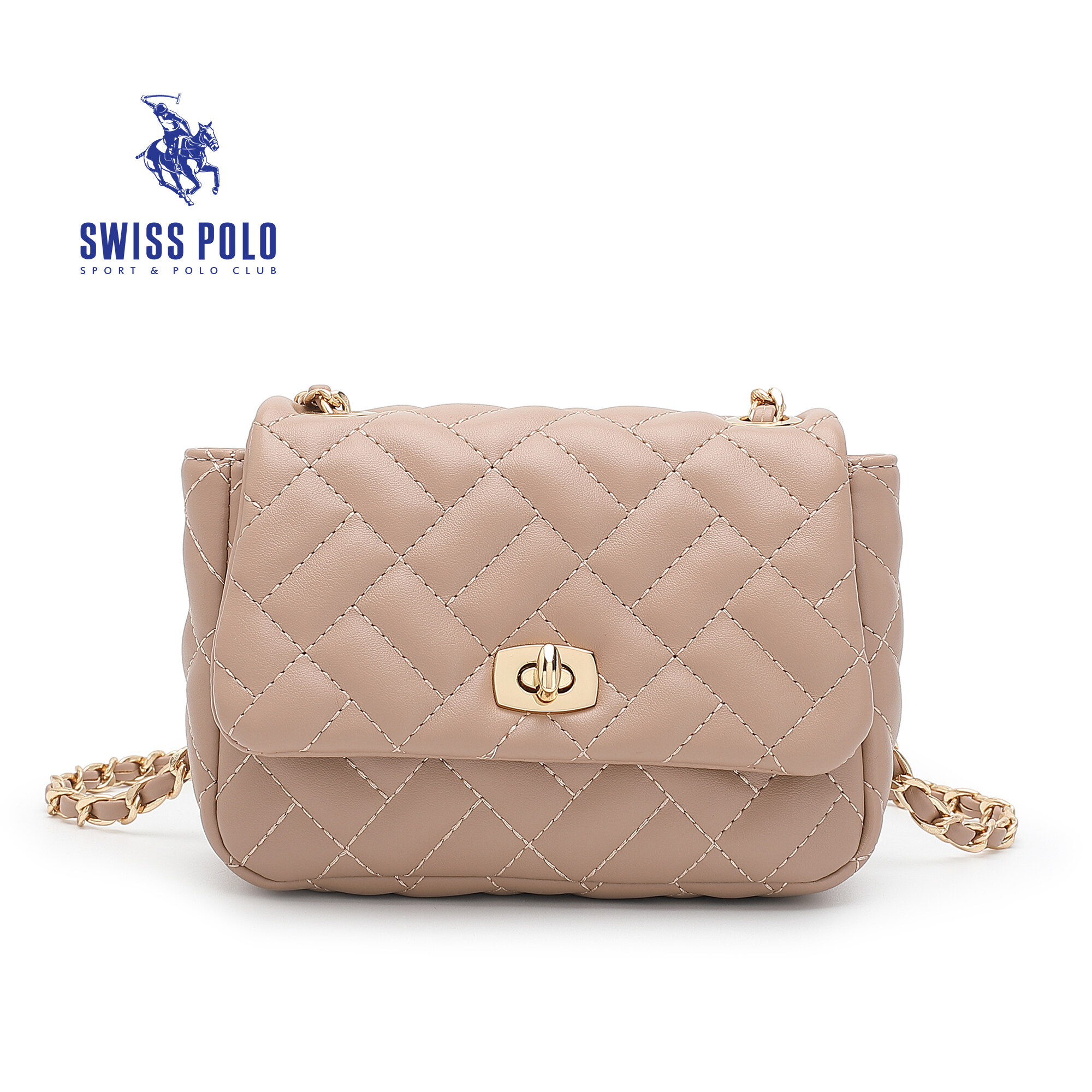 SWISS POLO Ladies Chain Quilted Sling Bag HHC 9374-4 PINK