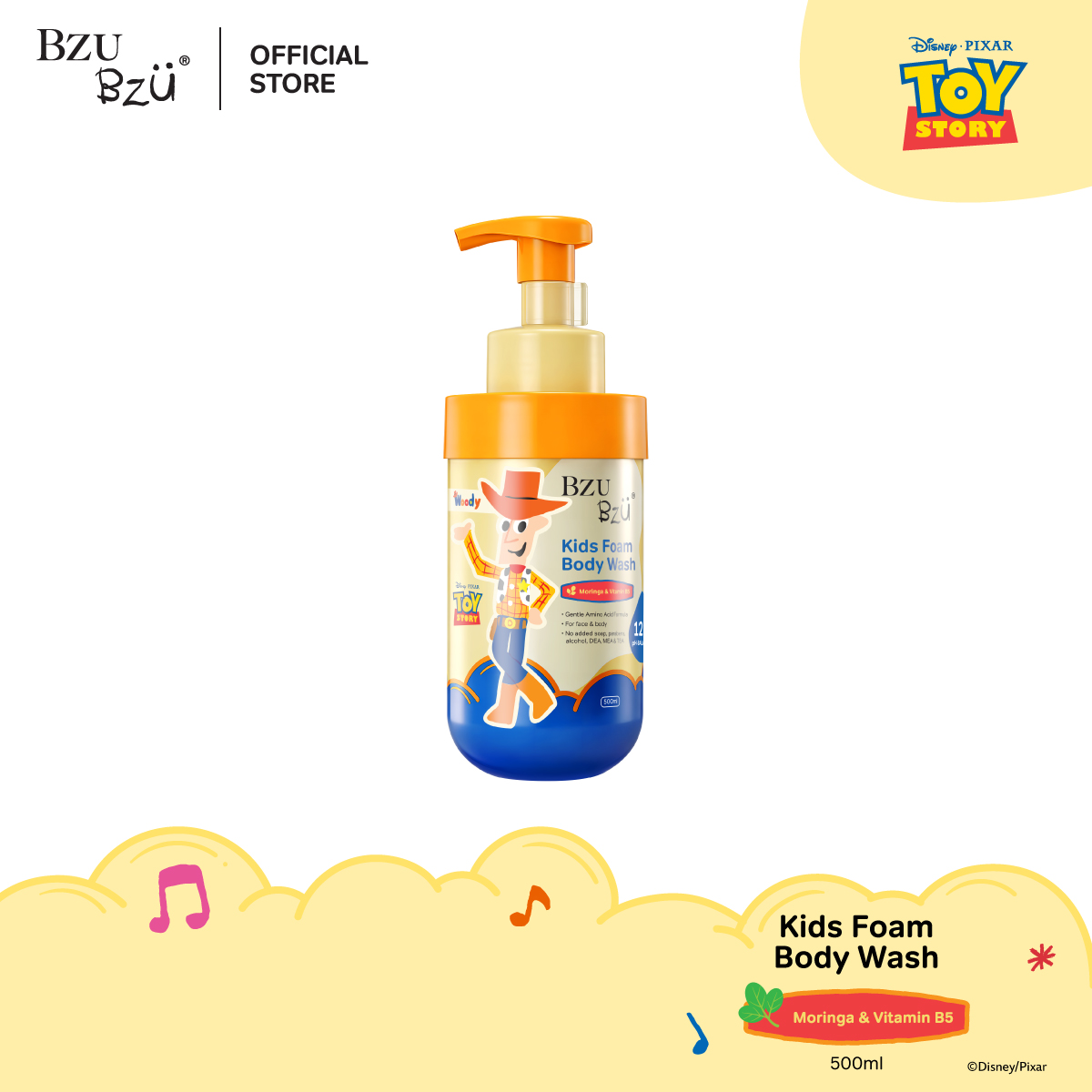 BZU BZU Toy Story Moringa & Vitamin B5 Kids Foam Body Wash (500ml)