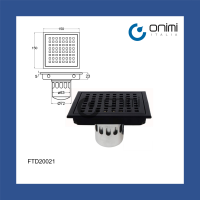 Onimi Italia - 6 Inch Insert Tiles Floor Trap (Anti Insect / Anti Odour) Stainless Steel 150mm - Black Floor Trap / Black Floor Drain/ Nickel Brushed Floor Drain
