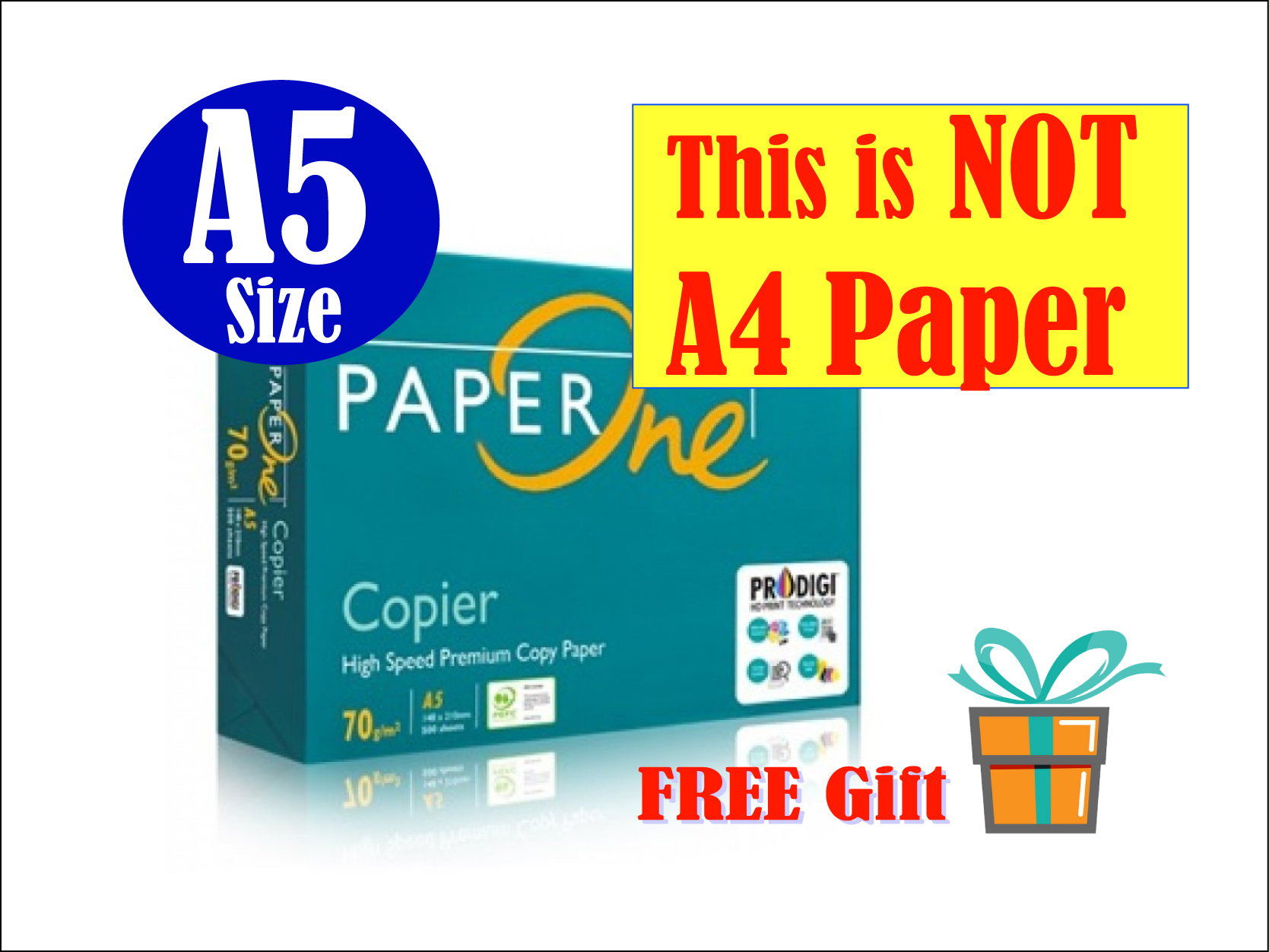Kertas PaperOne A5 Saiz/Size Paper (70Gsm) - 500s Helai/Sheets x 1 peket/Ream