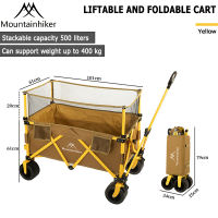 MOUNTAINHIKER Large Campervan Folding Cart Foldable camping trolley/outdoor stroller with widened wheels and brakes 500L capacity.