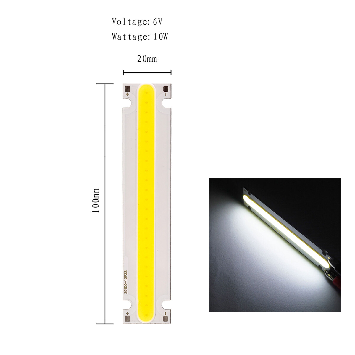 Giao hàng nhanh⚡10W COB bóng đèn có dải đèn LED DC 9-11V mát màu trắng ấm siêu sáng 5W 100*20mm COB Đèn LED bảng điều khiển ánh sáng đèn Dây DC 6V - 9V 800mA bóng đèn LED tinh khiết