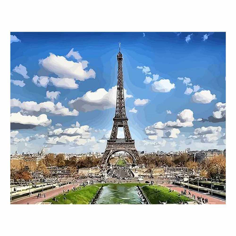 16 x 20 Inch DIY Oil Painting on Canvas Paint by Number Kit Eiffel Tower Pattern for Adults Kids Beginner Craft Home Wall Decor Gift (2)