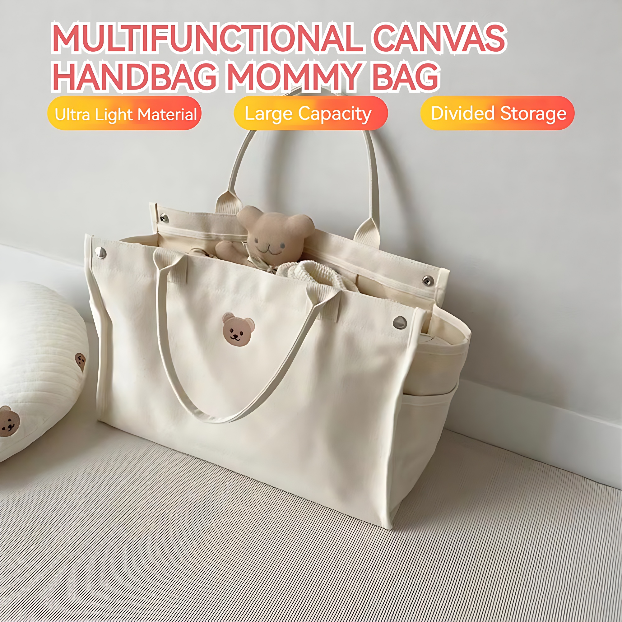 Portable Mommy Bag Large Capacity Bag Multi Functional Storage Bag INS Canvas Maternity Handbag