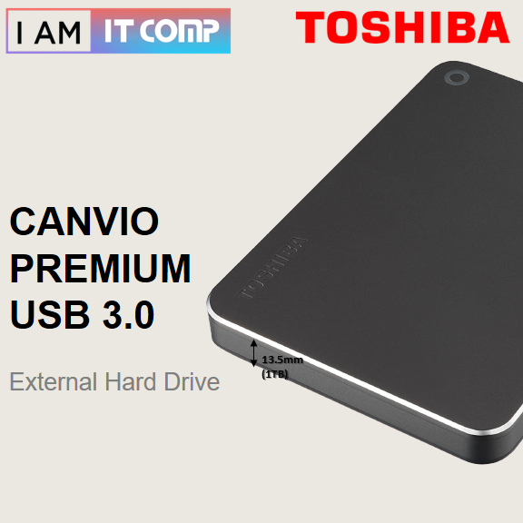 Toshiba Canvio Premium Type C Portable Hard Drive HDD Dark Grey Metallic 1TB/2TB